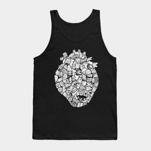 “Heart Faces” Anatomical Heart Cartoon Drawing Tank Top